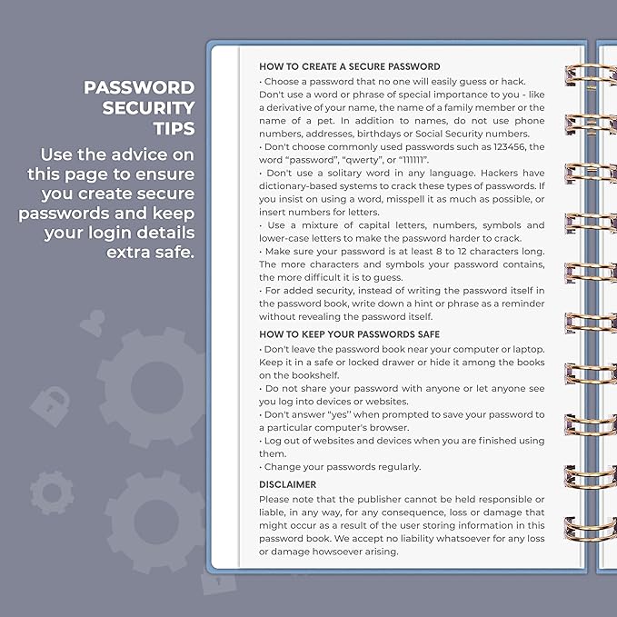 Clever Fox Password Book Spiral – Mini Internet Address & Password Organizer - Image 5