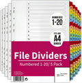 Binder Dividers with Tabs 1-20 Numbered – A4 | Dividers