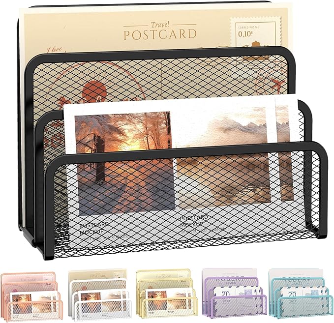SUPEASY Mail Organizer for Desk, Mesh Metal Mail Holder Countertop by SUPEASY