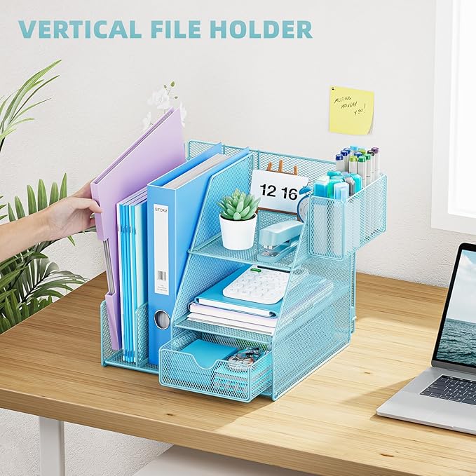 Marbrasse Desk Organizer and Accessories, 3-Tier File Organizer - Image 5