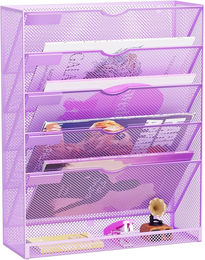 GDINDINFAN Hanging Wall File Organizer 6 Tier Wall Mounted Mail Paper Folder by GDINDINFAN