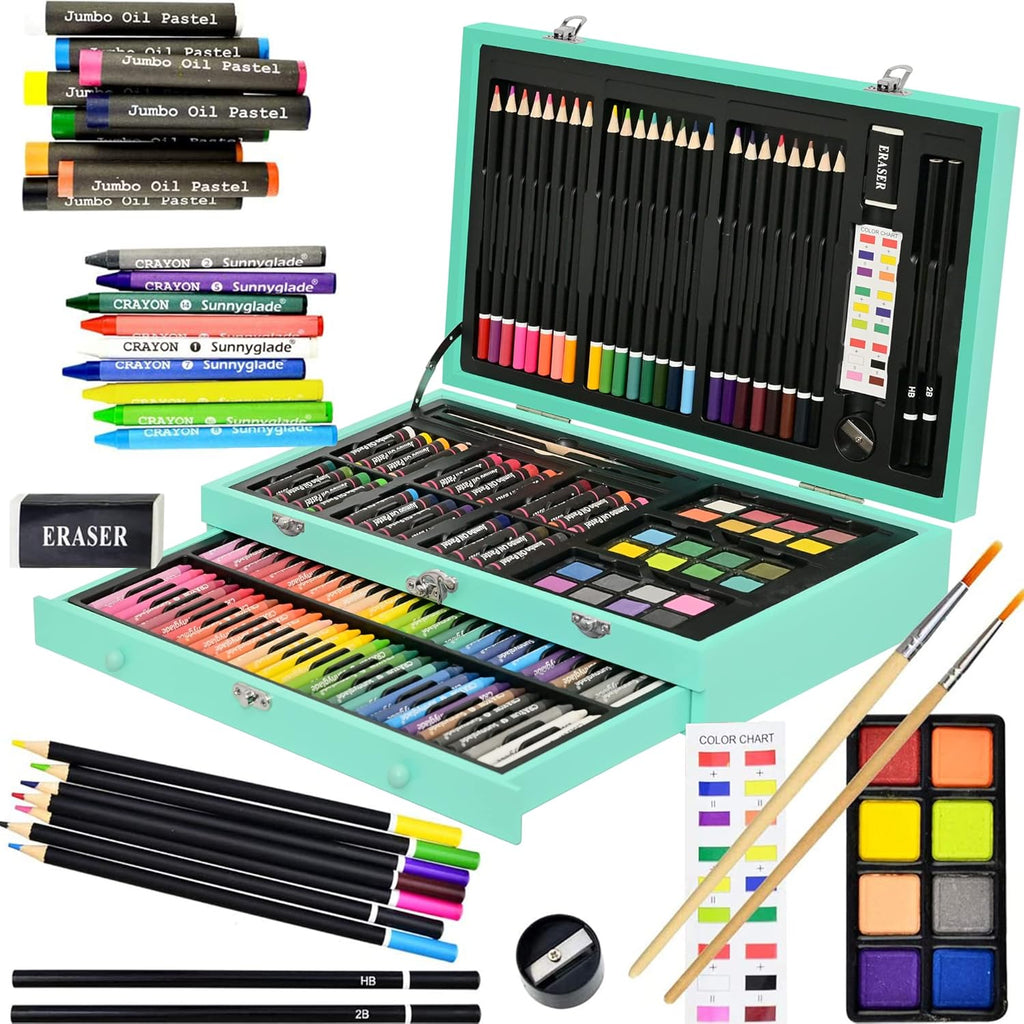 sunnyglade 145 piece deluxe art set wooden art, main product view