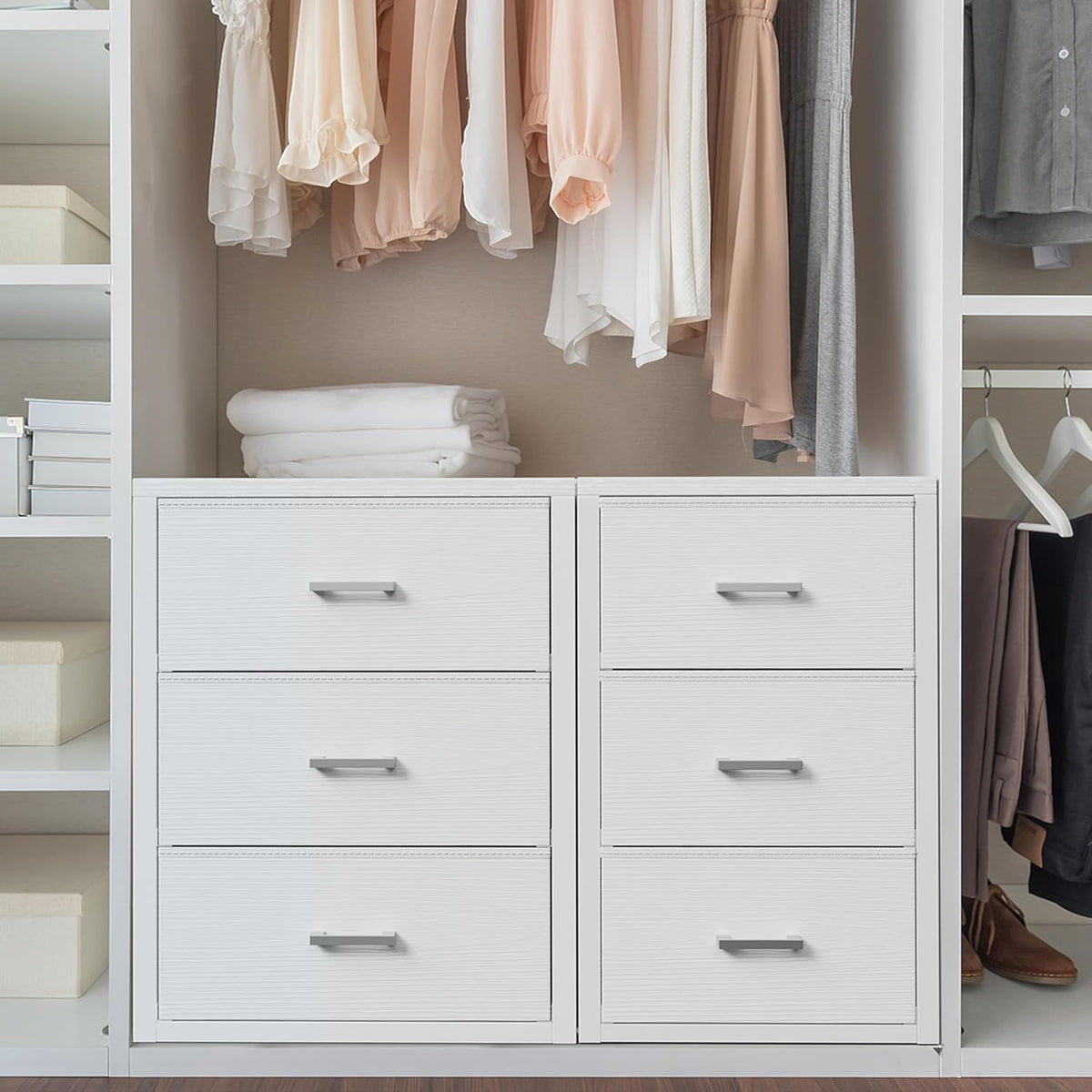 BOLUO Closet Drawers White 3 Drawer Dresser for Closet Organizers and Storage...