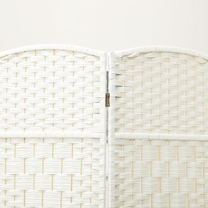 HOMCOM 4 Panel Room Divider, Hand-Woven Freestanding Wall Partition - Image 8