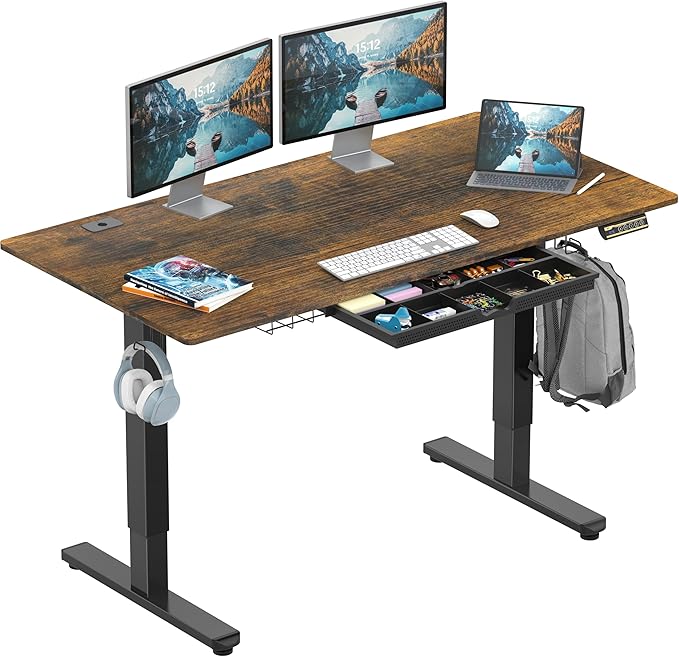 SHW 55 x 28 Inches Electric Height Adjustable Standing Desk by SHW