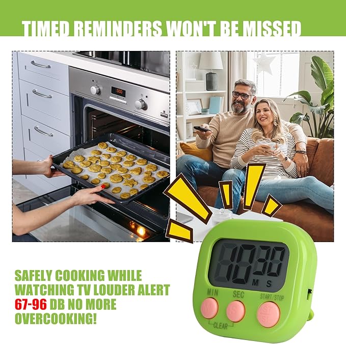 6 Pack Multi-Function Electronic Timer, Colorful Kitchen Timers Digital Magnetic - Image 7