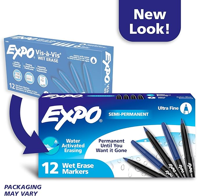 EXPO Wet Erase Markers, Semi-Permanent, Ultra Fine Tip, Organizing - Image 3