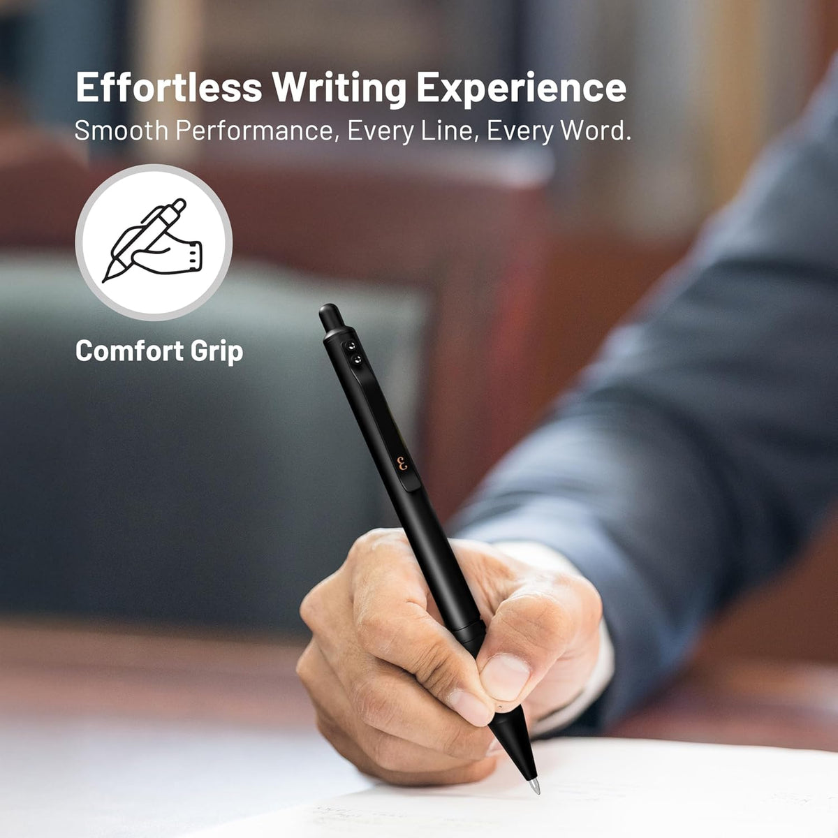 Everyman EDC Grafton Black Full Click Refillable 0.7mm Metal Gel Ink Pen