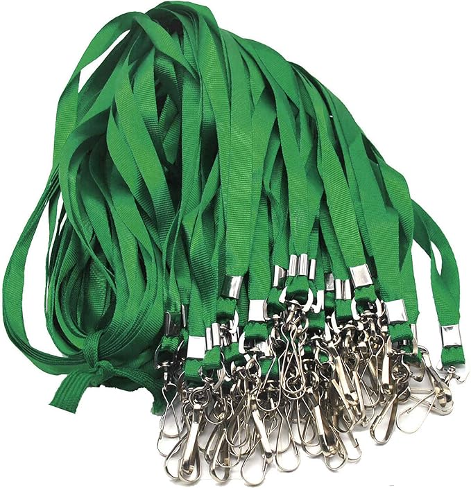Green Lanyards 100 Pcs Lanyard for Id Badges Flat Lanyard by Beebel