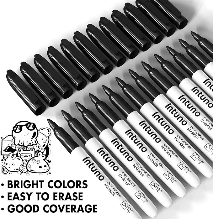 INTUNO Dry Erase Markers, Fine tip, Presentation - Image 5