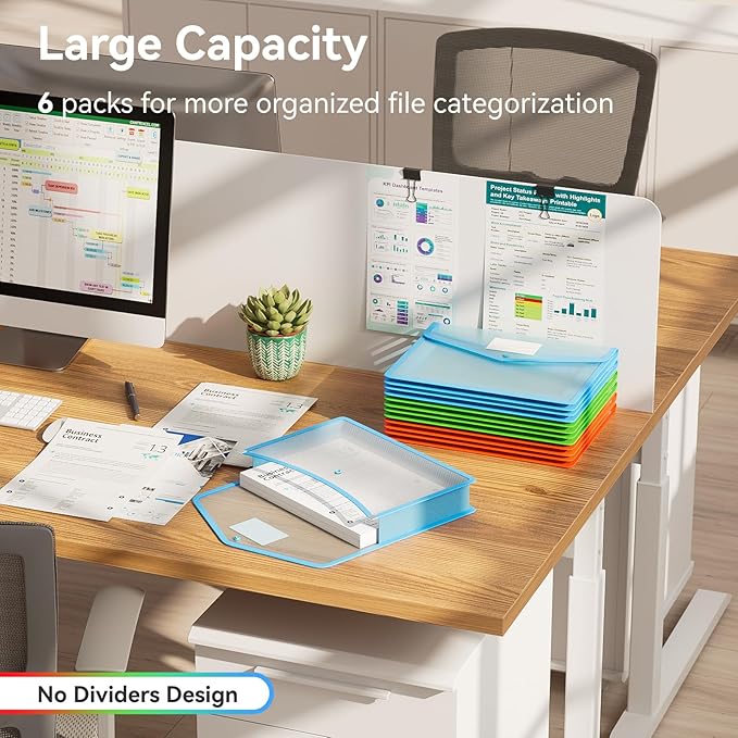 ABC life 6-Pack Plastic Expanding File Folder, Translucent Envelopes - Image 3