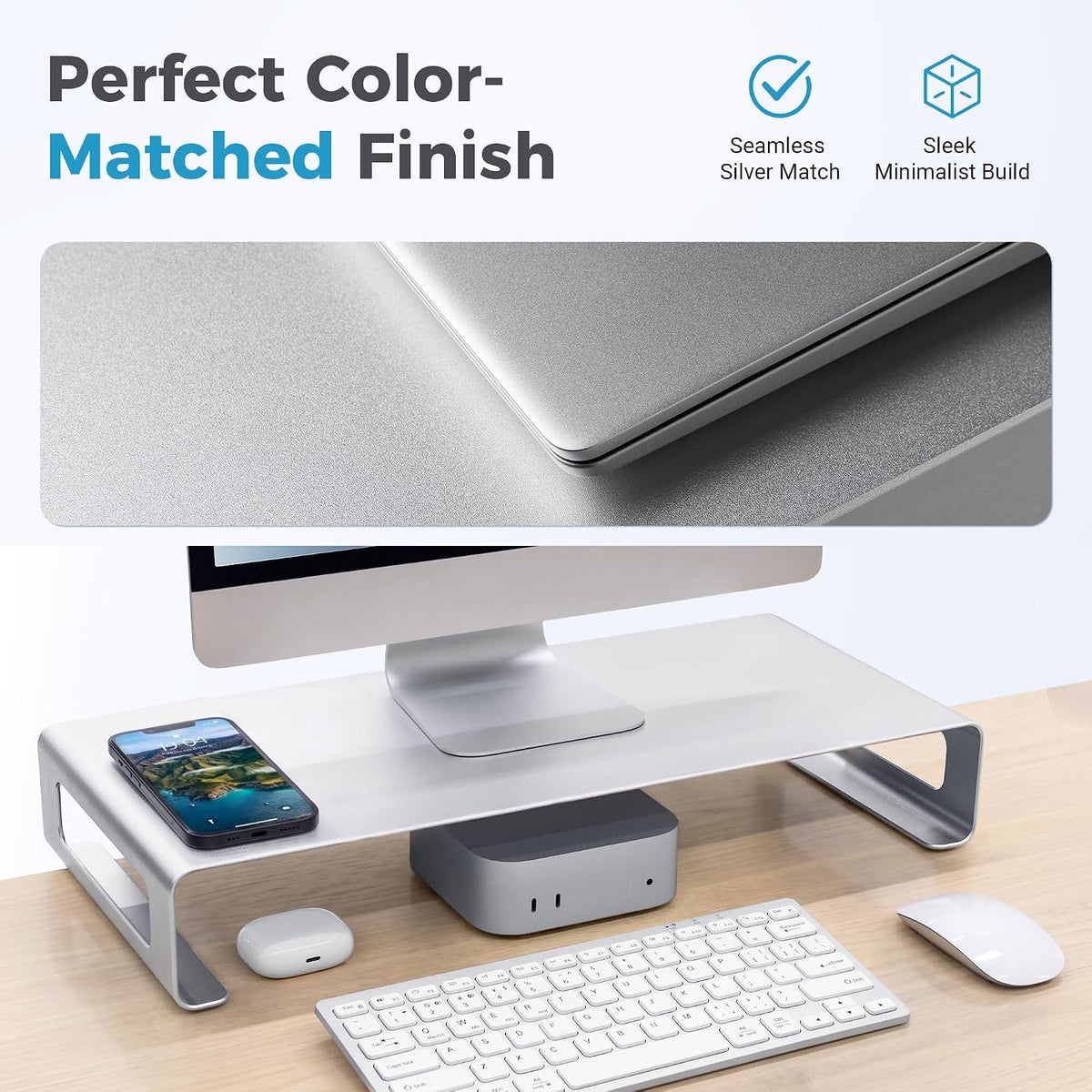 Computer Monitor Stand Riser for Desk, Premium Aluminum Laptop Riser