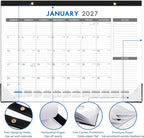 2027 Desk Calendar - 12 Months Calendar from January 2027 to December 2027 | 12 Months Calendar Pad with Black Corner Protectors, 17" x 12", Large Ruled Blocks, Large Office Desk Top Calendar