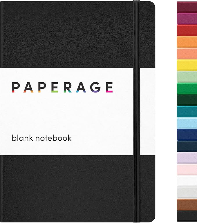 PAPERAGE Blank Journal Notebook, 160 Pages, Medium 5.6 in x 8 in by PAPERAGE