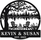 Personalized Mountain Campfire Sign, Custom Fire Pit & Campsite Decor, Metal