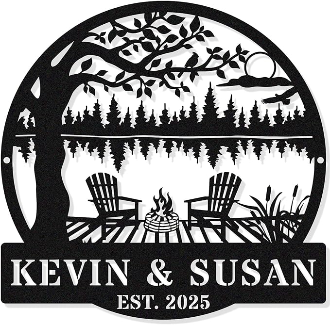 Personalized Mountain Campfire Sign, Custom Fire Pit & Campsite Decor, Metal by HYTSIGN