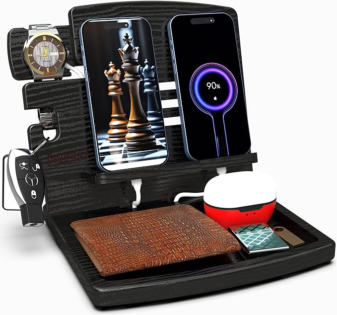 MED Wood Phone Docking Station – Nightstand Desk Organizer by MED
