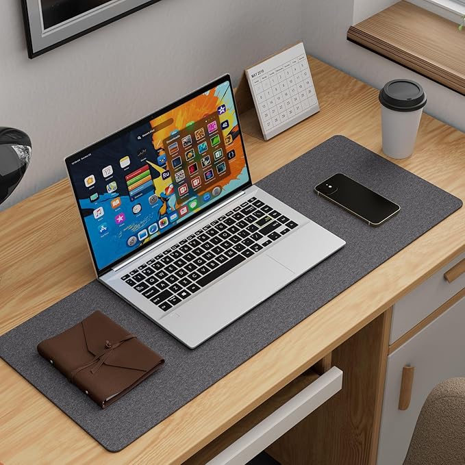 K KNODEL Felt Desk Mat, Large Desk Pad Protector, Office Computer Desk Mat by K+KNODEL