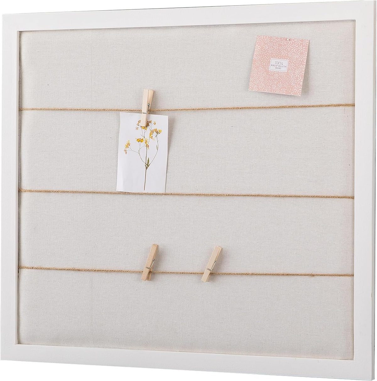 SOFE Large White Linen Bulletin Board, 28 x 32 Wood Framed Memo Board