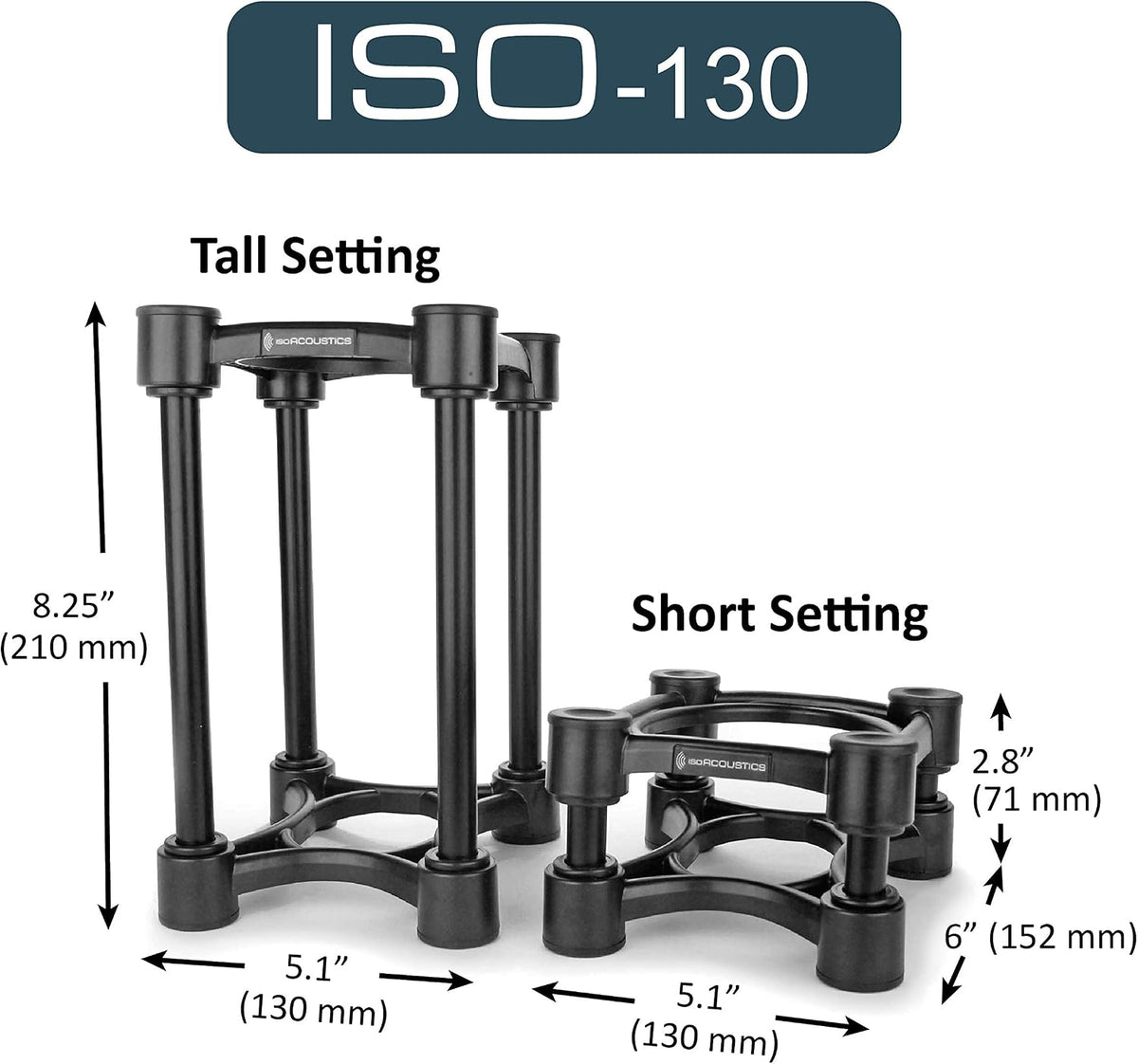 IsoAcoustics Iso-Stand Series Speaker Isolation Stands with Height & Tilt...
