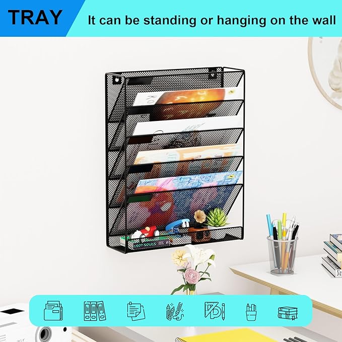 GDINDINFAN 6-Tier Hanging File Organizer Office Cubicle Accessories - Image 7