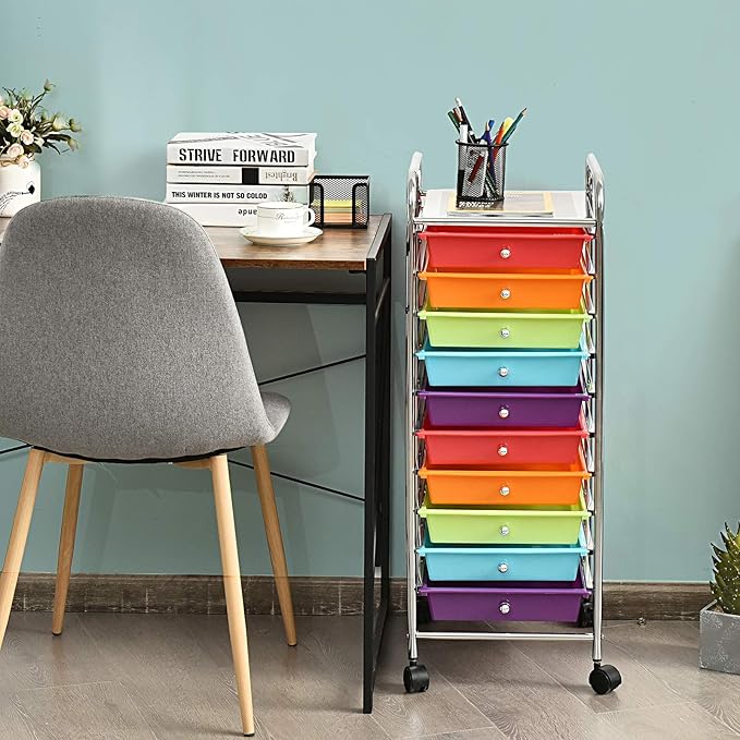 Giantex 10 Drawer Rolling Storage Cart Scrapbook Paper Office School Organizer - Image 2