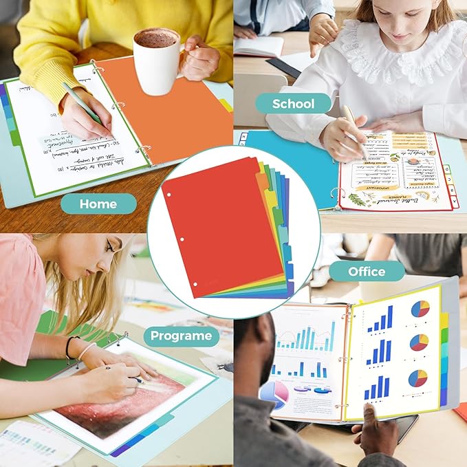 SUNEE 8 Tab Binder Dividers, Plastic Dividers - Image 7