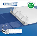 Samsill 3 Inch 3 Ring Binders, Economy Round Ring, Clear View Cover, 550 Sheet Capacity - for School, Home, Office - Blue, 12 Pack