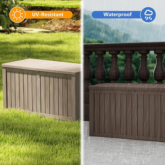 Yardgrace 180 Gallon Outdoor Storage Box Waterproof, Resin Deck Boxes - Image 2