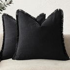 Foindtower Set of 2 Decorative Linen Fringe Throw Pillow Covers Cozy Boho by Foindtower