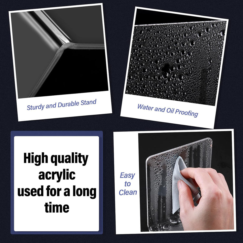 Clear Acrylic Book Ends for Shelves Heavy Duty L Shaped, 2 Pcs
