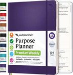 Roterunner Purpose Planner Notebook B5 7.5”x9.8” Undated 2026 Daily Weekly and by Roterunner