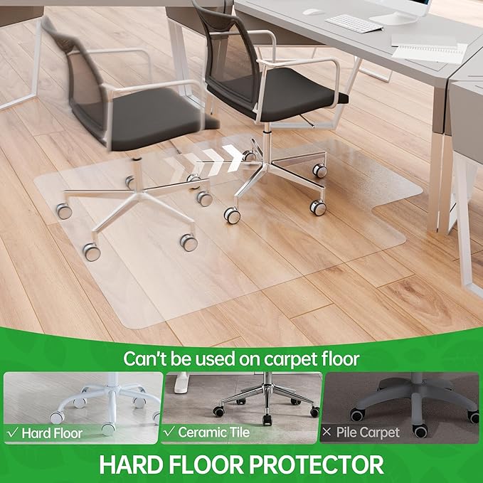 100pointONE Office Chair Mat for Hardwood Floor, Easy Glide Computer Chair - Image 4