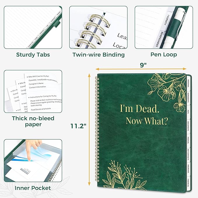 SUNEE End of Life Planner, I‘m Dead Now What Planner, Large Print Spiral-Bound - Image 3