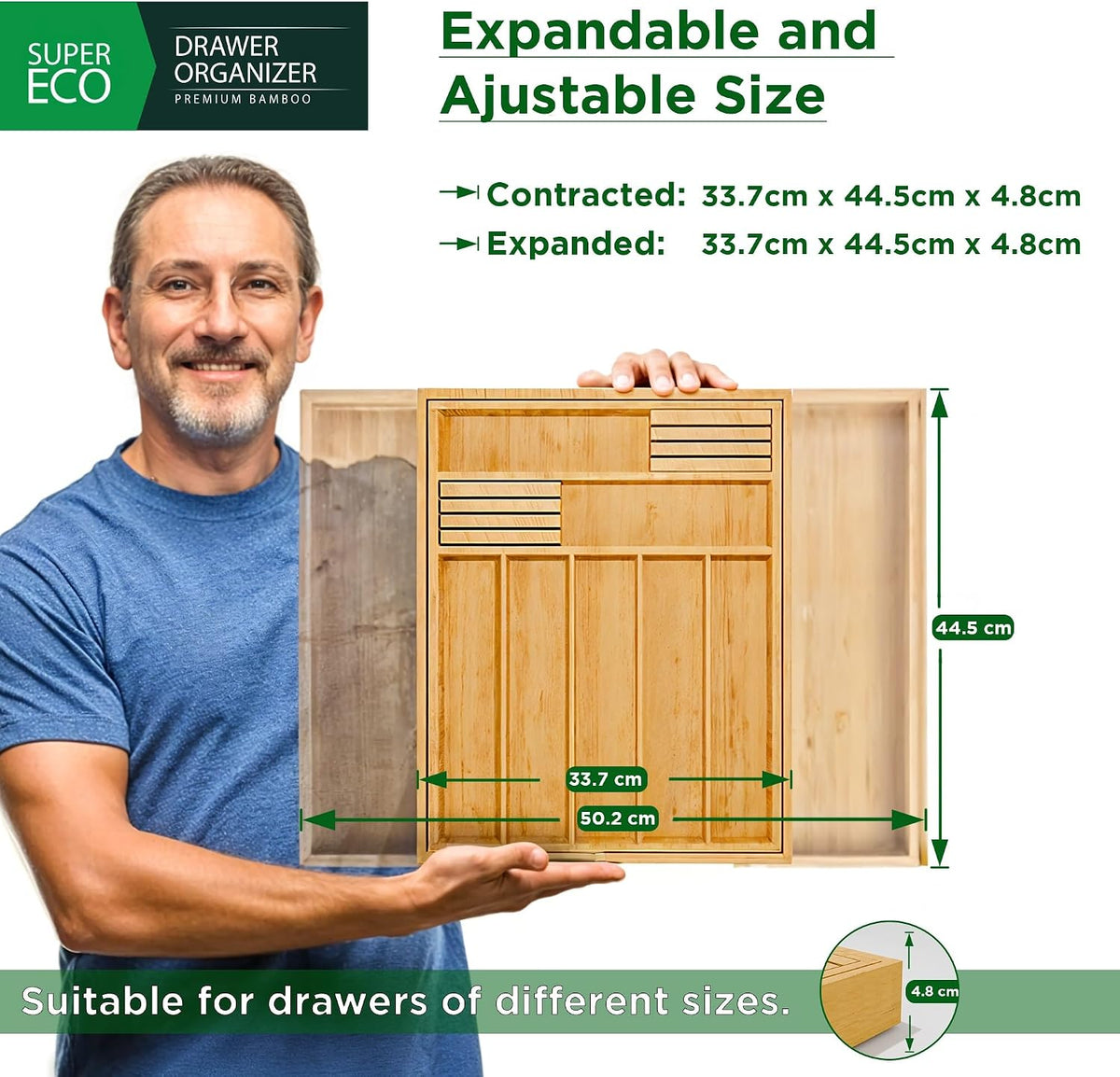 Bamboo Kitchen Drawer Organizer - Bamboo Expandable Drawer Organizer Utensil ...