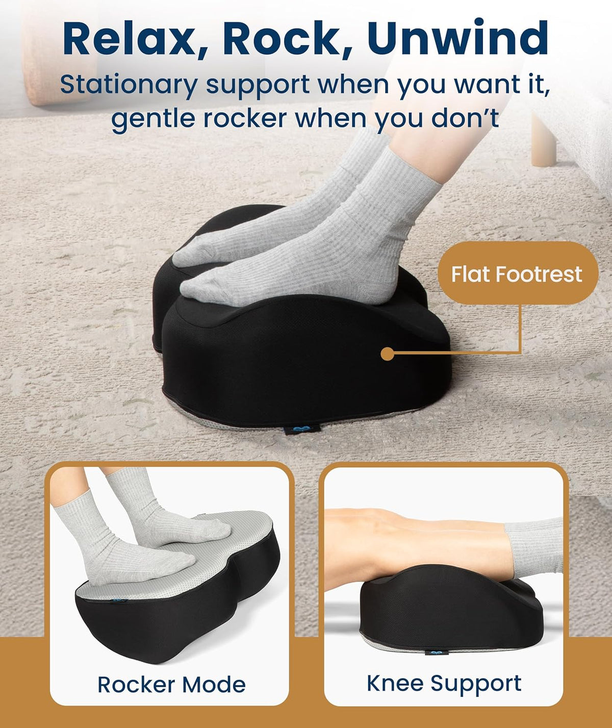 Everlasting Comfort Foot Rest for Under Desk at Work - Memory Foam Office Foo...