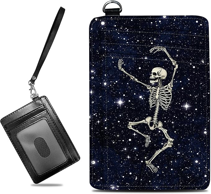 BWEGRHE Small Travel Wallets, Dance Skull Skeleton Slim Minimalist Front Pocket by BWEGRHE