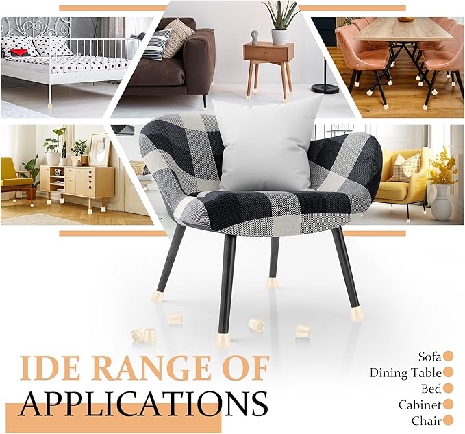 1-1/2" Round Rubber Chair Leg Tips Caps, Chair Leg Floor Protectors, Non-Slip - Image 5