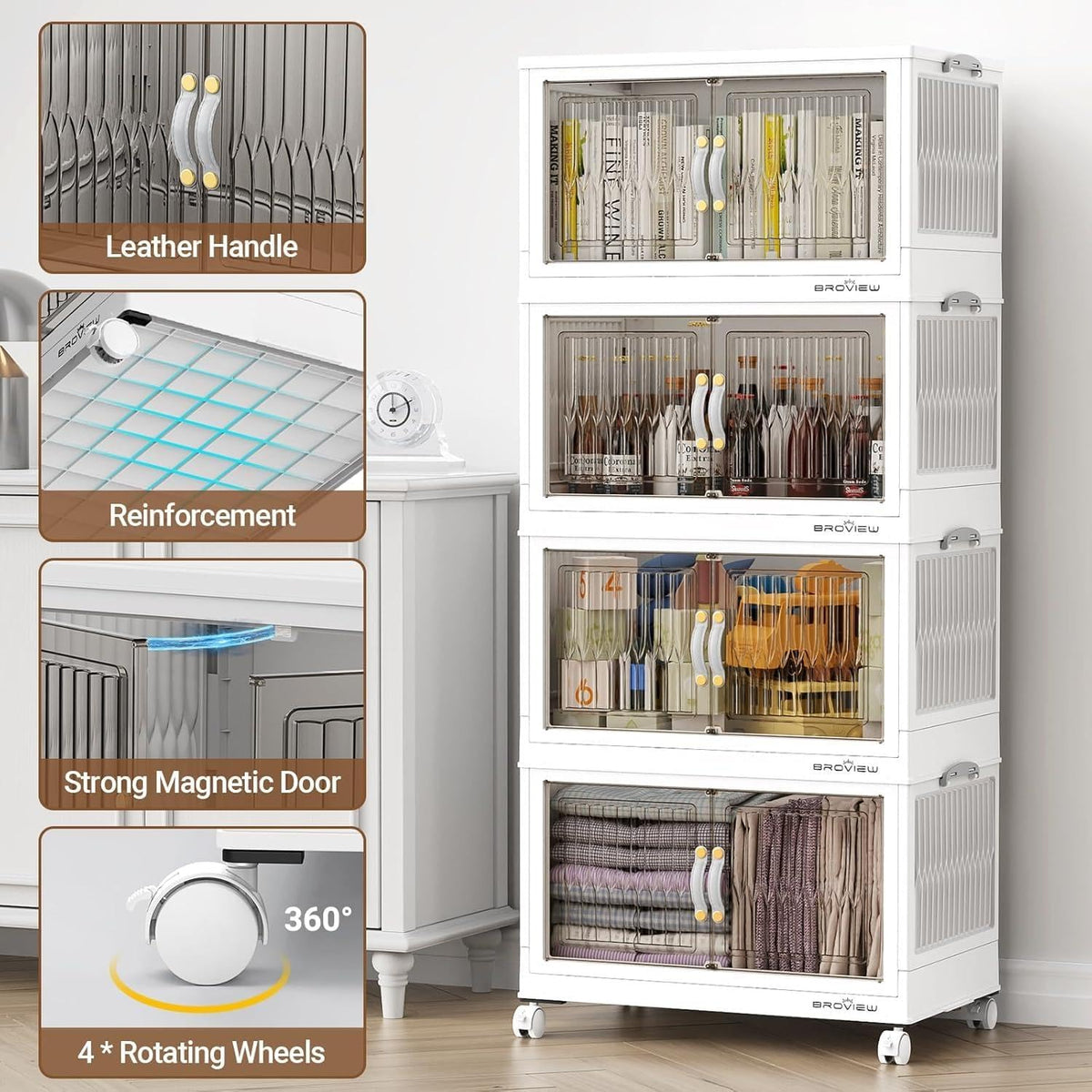 BROVIEW 400Qt Stackable Storage Bins with Lid, Extra Large Closet Organizer C...