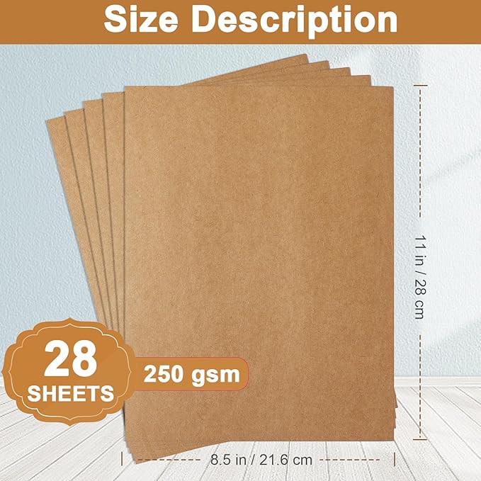 Silunkia 28 Sheets Brown Cardstock 8.5 x 11 Kraft Paper, 92lb Heavyweight paper - Image 2