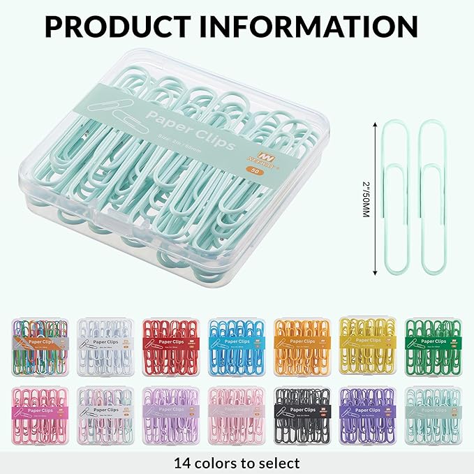 NEEWAY Colorful Large Paper Clips, 2 Inch Jumbo Paper Clips, 3 Pack of 50 - Image 2