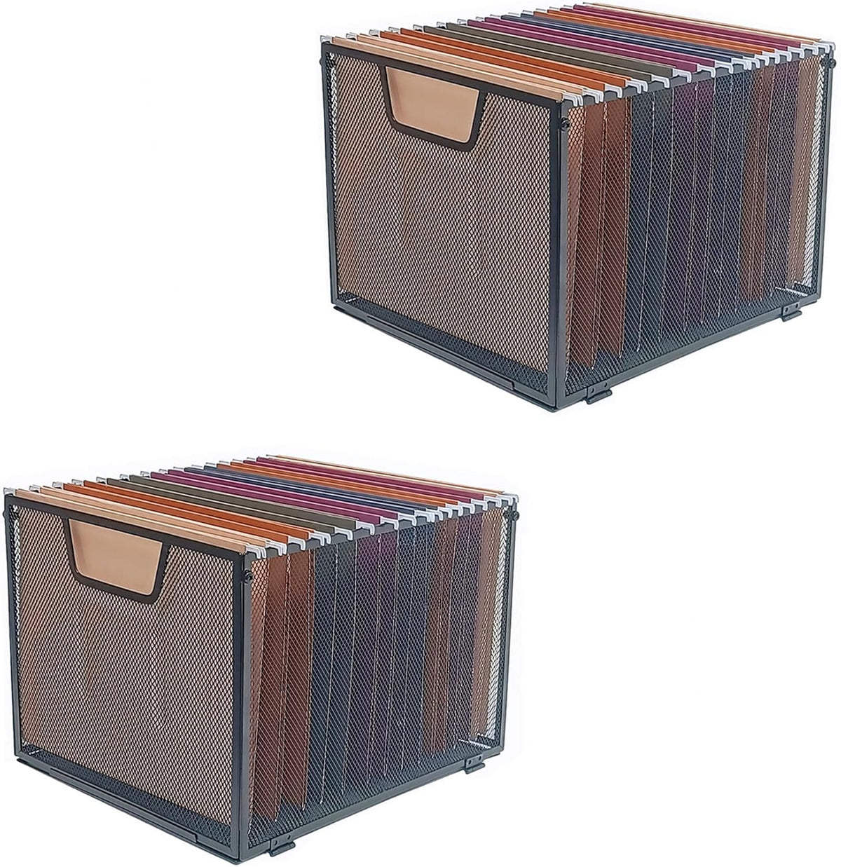 SREGGSIY 2 Pack Metal File Baskets, Hanging File Folder Organizer, Office File