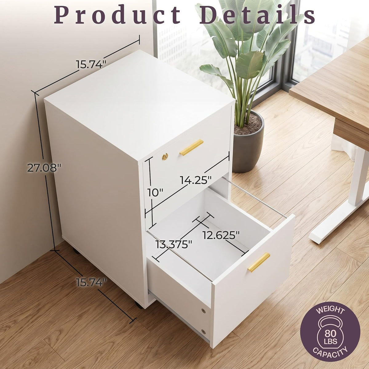 lavish home 2-drawer wooden file cabinet with lock shown in use