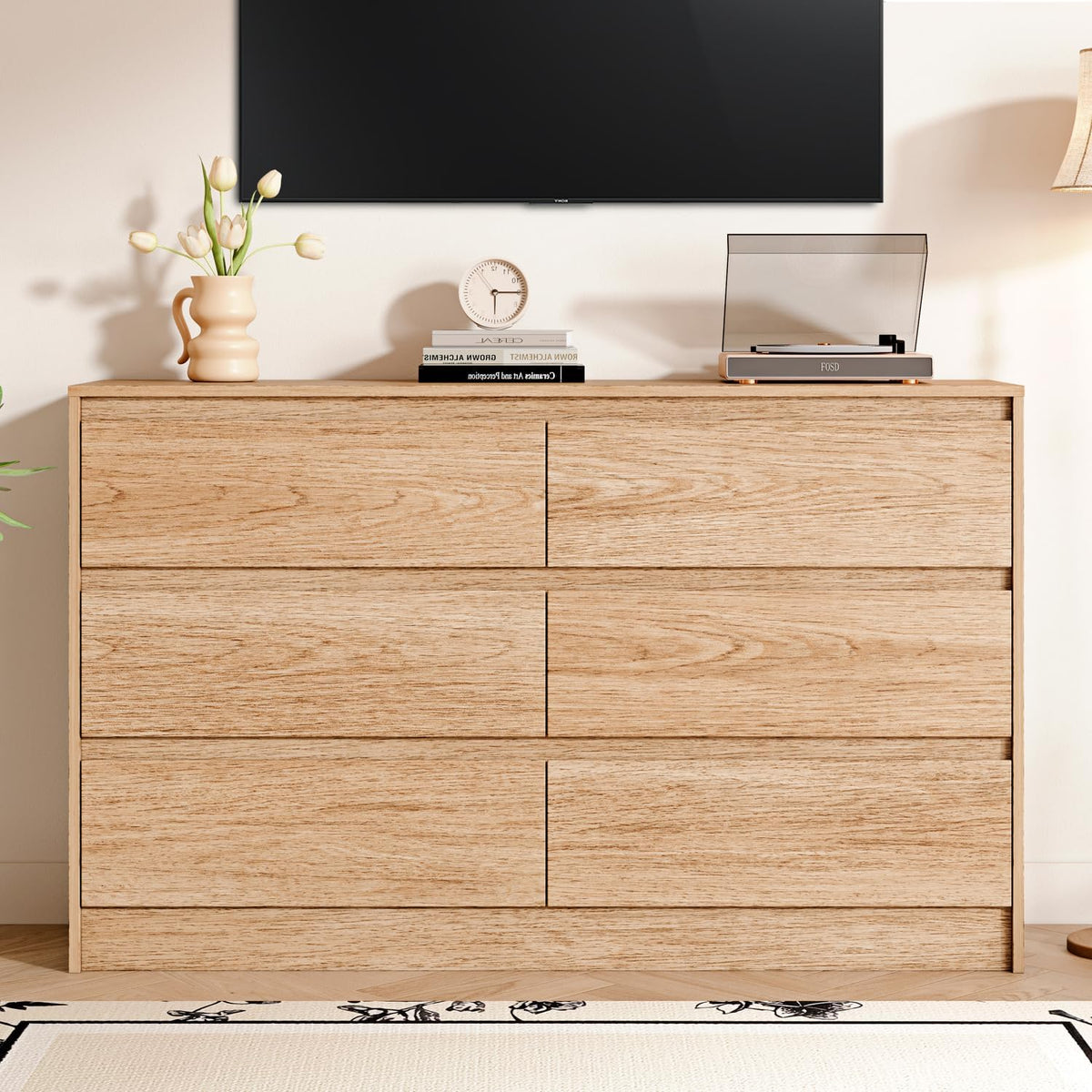 Chrangmay 6 Drawer Dresser,47.24" Wide Mid Century Chest of Drawers,Wood...