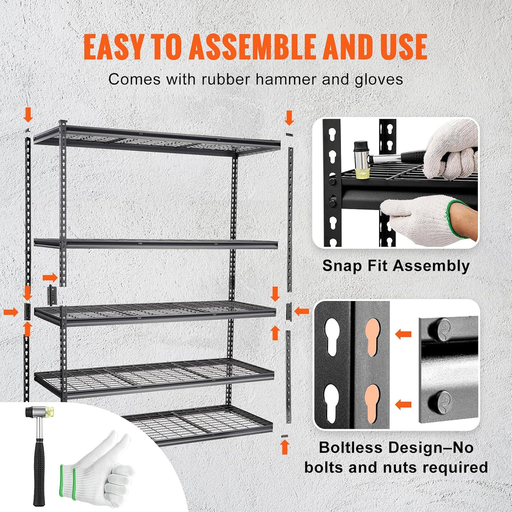 vevor storage shelving unit 5-tier adjustable 2000 lbs, close-up detail