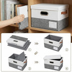 PRANDOM Storage Bins with Lids Linen Fabric Foldable Storage Boxes Organizer - Image 4