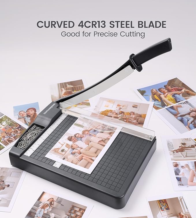 Paper Cutter, Paper Trimmer12" Cutting Length Heavy Duty Guillotine Paper Slicer - Image 2