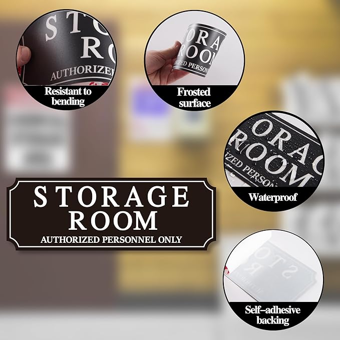 Storage Room Door Sign for Business and Home, Self-Adhesive Durable Modern - Image 3