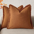 Foindtower Set of 2 Decorative Linen Fringe Throw Pillow Covers Cozy Boho by Foindtower
