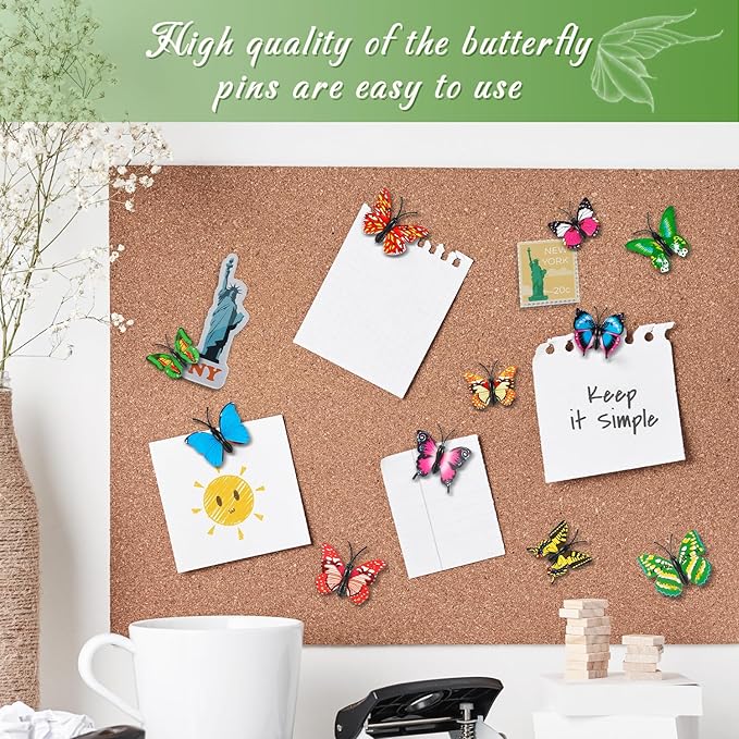50Packs Butterfly Decorative Push Pins Blue Thumbtacks Cute Thumb Tacks Pushpins - Image 6